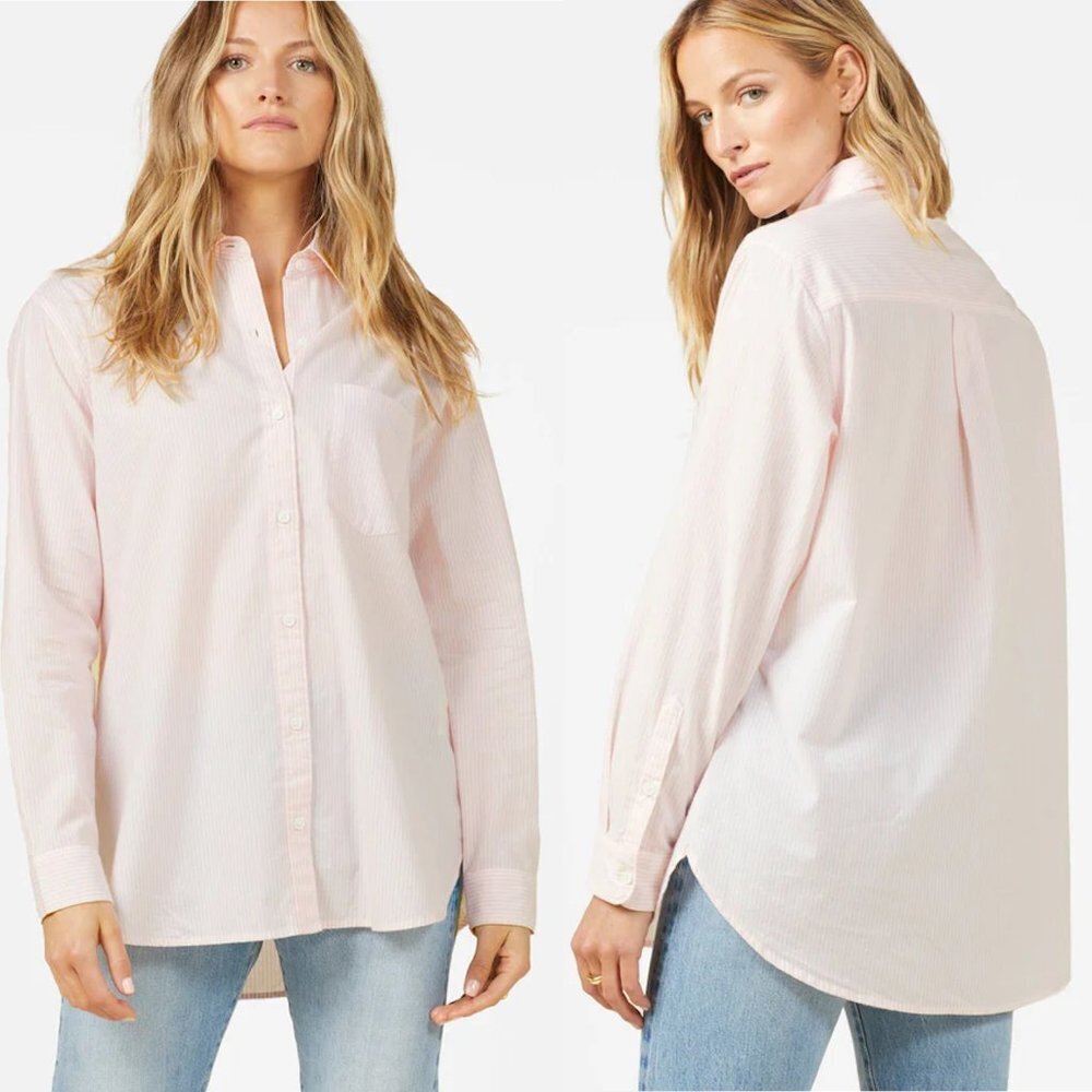 NWT New $128 Outerknown Sydney Boyfriend Sunset Blush Cotton Shirt Size L